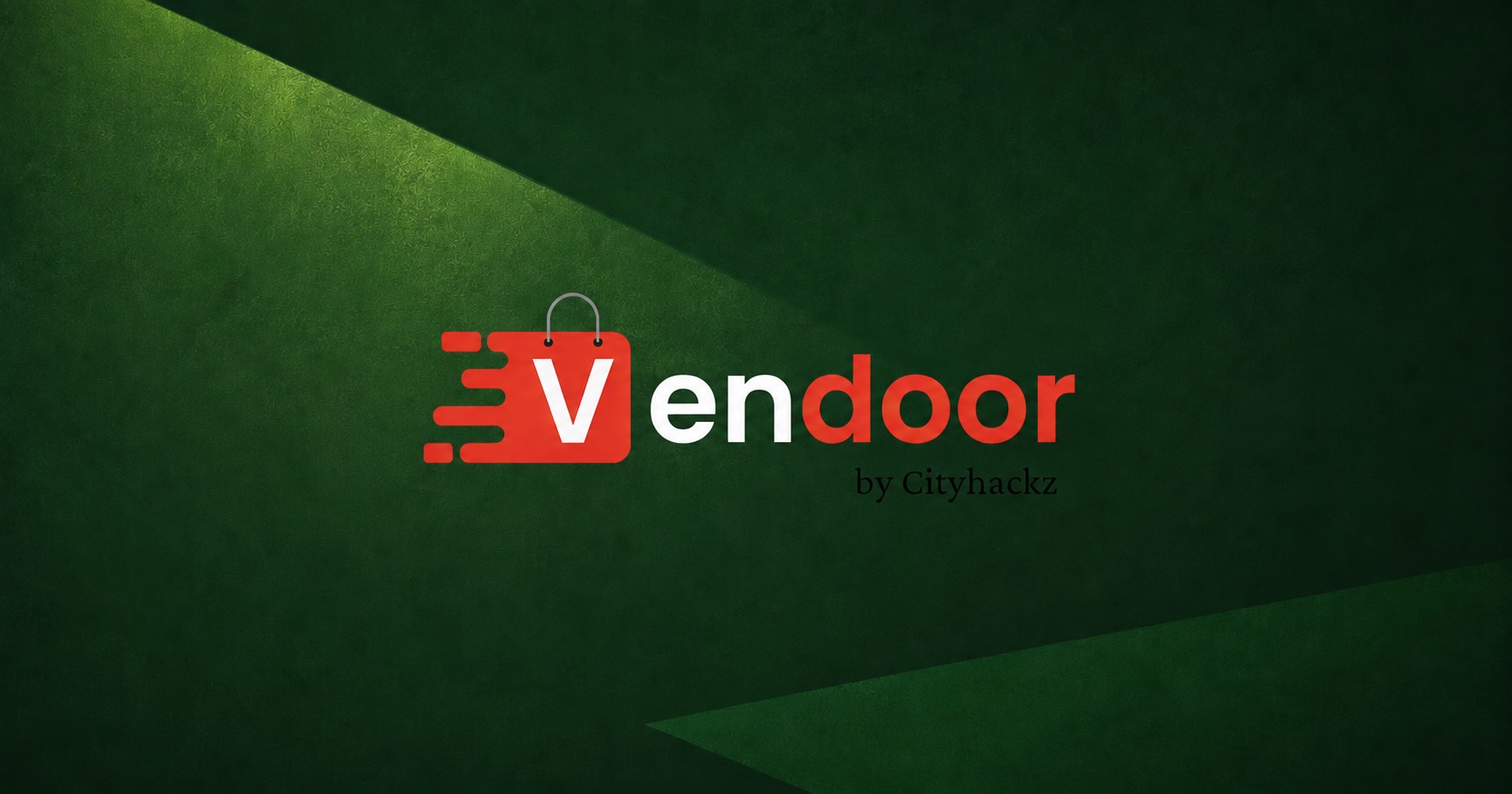 Vendoor by Cityhackz logo on a dark green spotlight background, marking selection for The Next Titan Season XI.